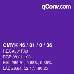 カラーコード: CMYK 46 / 81 / 0 / 36 | qconv.com