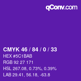 Farbcode: CMYK 46 / 84 / 0 / 33 | qconv.com