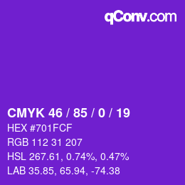カラーコード: CMYK 46 / 85 / 0 / 19 | qconv.com
