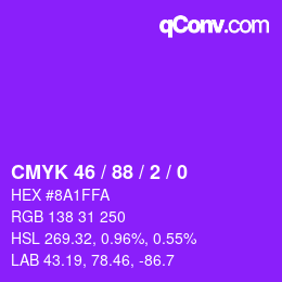 カラーコード: CMYK 46 / 88 / 2 / 0 | qconv.com