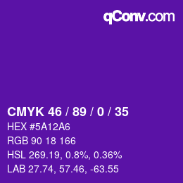 颜色代码: CMYK 46 / 89 / 0 / 35 | qconv.com