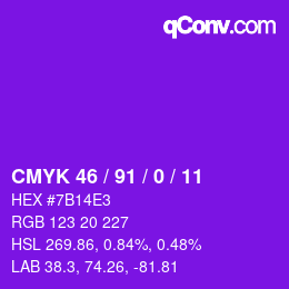 Color code: CMYK 46 / 91 / 0 / 11 | qconv.com