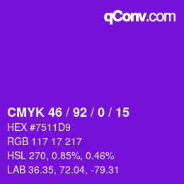 Color code: CMYK 46 / 92 / 0 / 15 | qconv.com