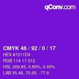 カラーコード: CMYK 46 / 92 / 0 / 17 | qconv.com