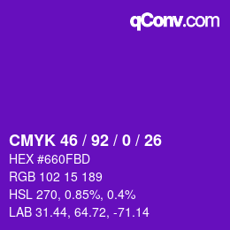 カラーコード: CMYK 46 / 92 / 0 / 26 | qconv.com