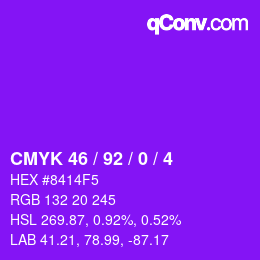 Color code: CMYK 46 / 92 / 0 / 4 | qconv.com