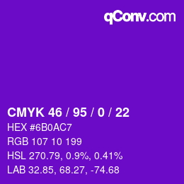 カラーコード: CMYK 46 / 95 / 0 / 22 | qconv.com