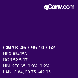 カラーコード: CMYK 46 / 95 / 0 / 62 | qconv.com