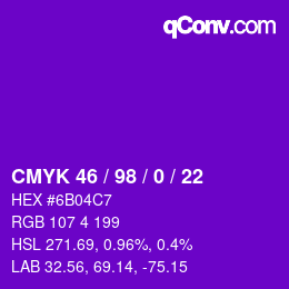 Color code: CMYK 46 / 98 / 0 / 22 | qconv.com