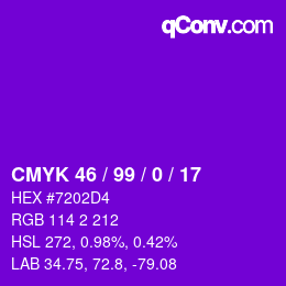 Color code: CMYK 46 / 99 / 0 / 17 | qconv.com