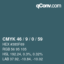 Color code: CMYK 46 / 9 / 0 / 59 | qconv.com