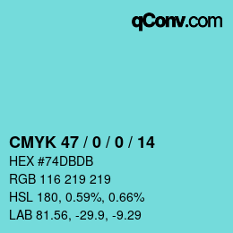 Color code: CMYK 47 / 0 / 0 / 14 | qconv.com