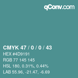 Color code: CMYK 47 / 0 / 0 / 43 | qconv.com