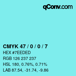 Color code: CMYK 47 / 0 / 0 / 7 | qconv.com