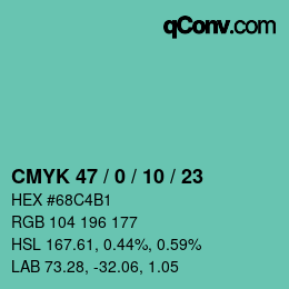Color code: CMYK 47 / 0 / 10 / 23 | qconv.com