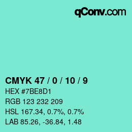 Color code: CMYK 47 / 0 / 10 / 9 | qconv.com