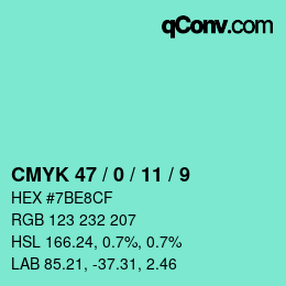 Color code: CMYK 47 / 0 / 11 / 9 | qconv.com