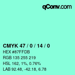 Color code: CMYK 47 / 0 / 14 / 0 | qconv.com