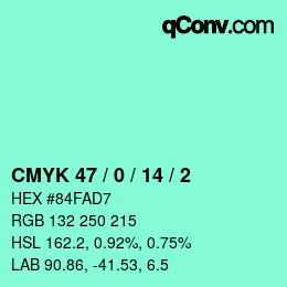 カラーコード: CMYK 47 / 0 / 14 / 2 | qconv.com