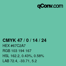 カラーコード: CMYK 47 / 0 / 14 / 24 | qconv.com