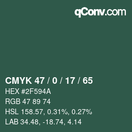 Farbcode: CMYK 47 / 0 / 17 / 65 | qconv.com