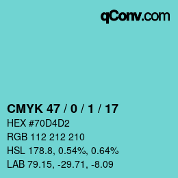 Color code: CMYK 47 / 0 / 1 / 17 | qconv.com