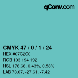 カラーコード: CMYK 47 / 0 / 1 / 24 | qconv.com