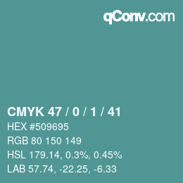 Color code: CMYK 47 / 0 / 1 / 41 | qconv.com