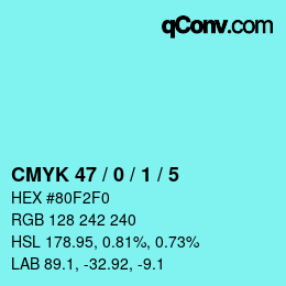 Farbcode: CMYK 47 / 0 / 1 / 5 | qconv.com