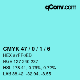 Color code: CMYK 47 / 0 / 1 / 6 | qconv.com