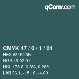 Color code: CMYK 47 / 0 / 1 / 64 | qconv.com