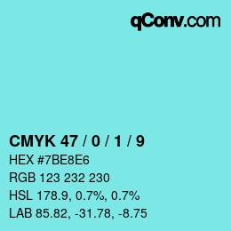 Color code: CMYK 47 / 0 / 1 / 9 | qconv.com