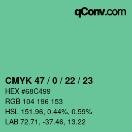 Farbcode: CMYK 47 / 0 / 22 / 23 | qconv.com