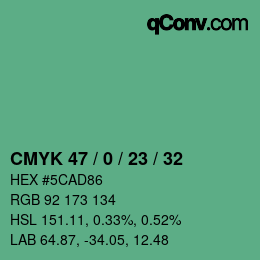 Color code: CMYK 47 / 0 / 23 / 32 | qconv.com
