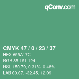 カラーコード: CMYK 47 / 0 / 23 / 37 | qconv.com