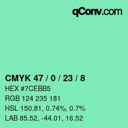 颜色代码: CMYK 47 / 0 / 23 / 8 | qconv.com
