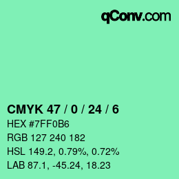 カラーコード: CMYK 47 / 0 / 24 / 6 | qconv.com