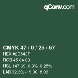 Color code: CMYK 47 / 0 / 25 / 67 | qconv.com