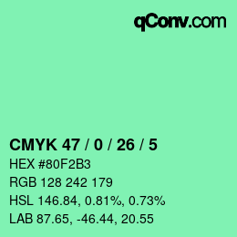 カラーコード: CMYK 47 / 0 / 26 / 5 | qconv.com