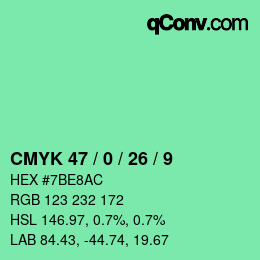 Color code: CMYK 47 / 0 / 26 / 9 | qconv.com