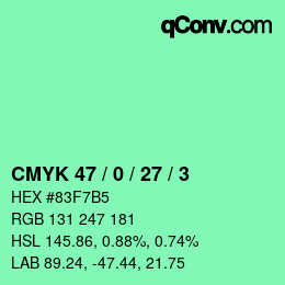 Color code: CMYK 47 / 0 / 27 / 3 | qconv.com