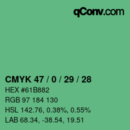 Color code: CMYK 47 / 0 / 29 / 28 | qconv.com