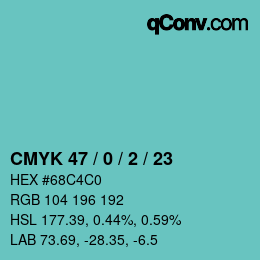 颜色代码: CMYK 47 / 0 / 2 / 23 | qconv.com