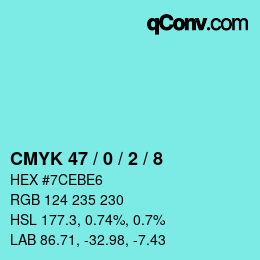 Color code: CMYK 47 / 0 / 2 / 8 | qconv.com