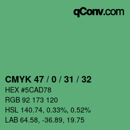 Color code: CMYK 47 / 0 / 31 / 32 | qconv.com