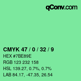 Color code: CMYK 47 / 0 / 32 / 9 | qconv.com