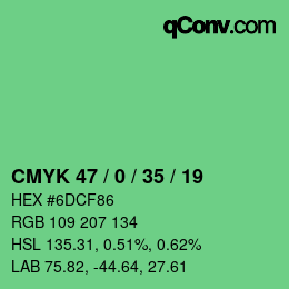 Color code: CMYK 47 / 0 / 35 / 19 | qconv.com