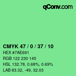Color code: CMYK 47 / 0 / 37 / 10 | qconv.com
