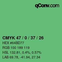 Color code: CMYK 47 / 0 / 37 / 26 | qconv.com