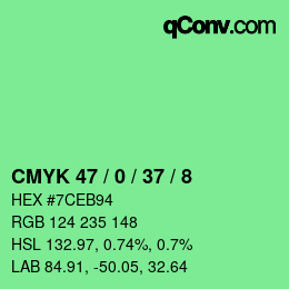颜色代码: CMYK 47 / 0 / 37 / 8 | qconv.com